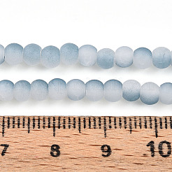 クラックガラスビーズ連売り  ラウンド  ツートン  艶消し  ライトスチールブルー  4~4.5x3~4mm  穴：0.9mm  約215~221個/連  30.31~31.50インチ（77~80cm）&nbsp;GLAA-N009-4mm-06
