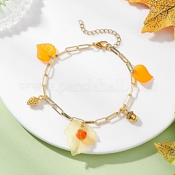 Браслеты с акриловыми подвесками в виде листьев&nbsp;BJEW-JB12613