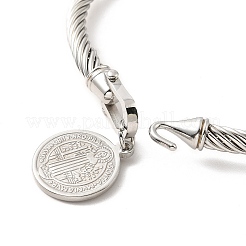 Armreif mit Saint Benedict-Anhängern aus 304 Edelstahl für Frauen&nbsp;BJEW-P283-06C