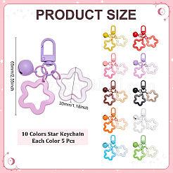 10 шт. двухцветные акриловые брелки-звездочки&nbsp;KEYC-ME0001-09