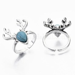 Кольца из синтетической бирюзовой манжеты RJEW-N029-004