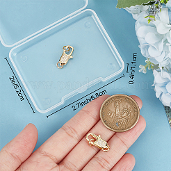 3 шт. латунные застежки-карабины с микропаве из прозрачного кубического циркония ZIRC-BBC0002-19