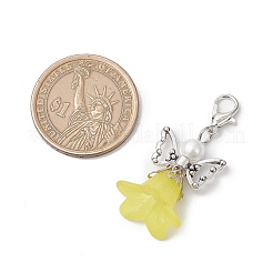 5 шт. 5-х цветные стеклянные жемчужные бусины и акриловые подвесные украшения HJEW-JM03223-02