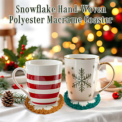 3 Stück handgewebter Polyester-Makramee-Untersetzer in Schneeflockenform&nbsp;DIY-TA0013-97