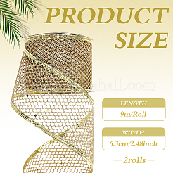 2 Rolle glitzerndes Polyester-Netzband mit Pailletten&nbsp;OCOR-ME0001-61A