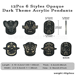 12 шт. 6 стиля непрозрачных темных акриловых подвесок OACR-CJ0002-09