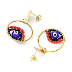 Pendientes colgantes de cuentas de vidrio hechos a mano con forma de ojo malvado&nbsp;EJEW-MZ00371-01