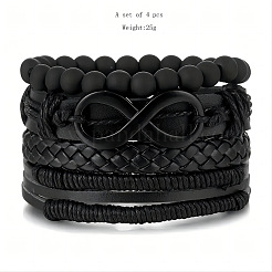 4шт. 4 стиля браслета из коровьей кожи и искусственной кожи и бисера для мужчин и женщин FS-WG0FA9F-01