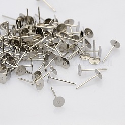 変色しにくい304ステンレススチールスタッドピアス金具  ステンレス鋼色  12x4mm  ピン：0.7mm&nbsp;STAS-N019-17-4mm