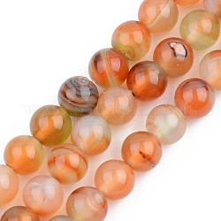 Chapelets de perles rouges en agate naturelle, teinte, ronde, 8mm, Trou: 1mm, Environ 48 pcs/chapelet, 15.16 pouce (38.5 cm)