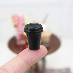 Mini tasse à café en résine, pour accessoires de maison de poupée, faire semblant de décorations d'accessoires, noir, 14x17mm