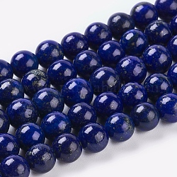 Abalorios de lapislázuli naturales hebras, teñido, redondo, azul, 6mm, agujero: 1 mm, aproximamente 30 pcs / cadena, 7.6 pulgada