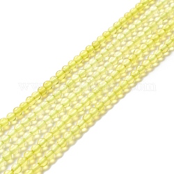Grade AA Natural Jade Beads Strands, Round, Yellow, 3mm, Hole: 0.7mm, about 129pcs/strand, 15.35 inch(39cm)