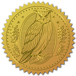 Autocollants en relief auto-adhésifs en feuille d'or, autocollant de décoration de médaille, motif de hibou, 5x5 cm