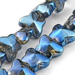 Fili di perle di vetro trasparenti placcati a metà, farfalla, dodger blu, 8x10x6mm, Foro: 1 mm, circa 90pcs/filo, 10.08 pollice (25.6 cm)