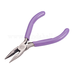 Beebeecraft Needle Nose Pliers for Jewelry Making Carbon Steel Mini Long Nose Jewelry Pliers Tool, Purple Handle