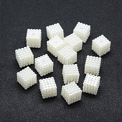 Perles d'imitation perles en plastique ABS, cube, blanc crème, 12x12x12mm, Trou: 1mm, environ 450 pcs/500 g