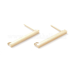 304 Stainless Steel Stud Earring Findings, Rectangle, Golden, 20x2mm, Hole: 1.6~2mm, Pin: 0.7mm