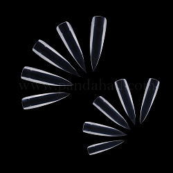 ABS Kunststoff nahtlose falsche Nagelspitzen, üben Maniküre Nagelkunstwerkzeug, Transparent, 38~50x9.5~13 mm, 500 Stück / Beutel