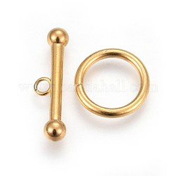 304 Edelstahl-Toggle-Haken, golden, Ring: 15x2 mm, Bar: 7x24x4.5 mm, Bohrung: 2.3 mm