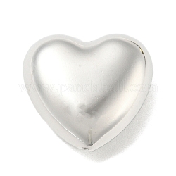 Perles de placage en laiton avec zircone cubique de micro pave, Plaqué longue durée, sans plomb et sans cadmium, breloques de coeur, platine, 19x20x9mm, Trou: 1.8mm