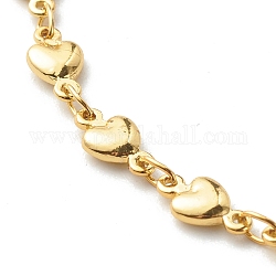 Collares de cadenas de eslabones de corazón de latón, dorado, 17.72 pulgada (45 cm)
