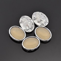 Coudre à l'acrylique taiwan, Accessoires de vêtement, facette, ovale, navajo blanc, 12x10x5.5mm, Trou: 0.5mm
