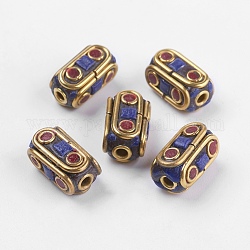 Perles Indonésiennes manuelles, avec les accessoires en laiton, sans nickel, brut (non plaqué), cuboïde, colorées, 15x7.5x8.5~9mm, Trou: 2mm
