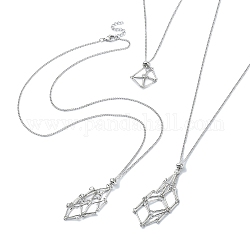 3 Stück 3-teilige Messing-Gliederketten, Makramee-Beutel, leerer Steinhalter für die Herstellung von Anhänger-Halsketten, Platin Farbe, 17.80~29.69 Zoll (45.2~75.4 cm), 1pc / style