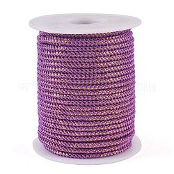 Runde Saite Thread Polyesterkorde, mit Golddraht, lila, 2.5 mm, ca. 21.87 Yard (20m)/Rolle