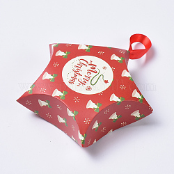 星形のクリスマスギフトボックス  リボン付き  ギフトラッピングバッグ  プレゼント用キャンディークッキー  レッド  12x12x4.05cm