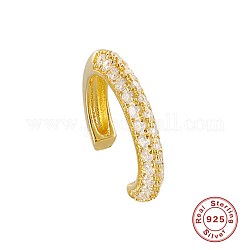 925 Sterling Silver Cuff Earrings, Micro Pave Cubic Zirconia, Clear, Golden