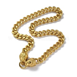 Ионное покрытие (ip) 304 ожерелья из нержавеющей стали с кубинскими звеньями, с застежкой в виде львиной головы, золотые, 23.90 дюйм (60.7 см)