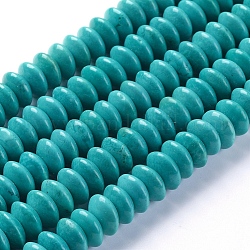 Chapelets de perles en howlite naturelle, teinte, disque, turquoise, 10.5~11x5mm, Trou: 1.2mm, Environ 80 pcs/chapelet, 15.7 pouce (40 cm)
