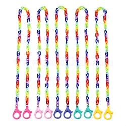 Персонализированные ожерелья-цепочки из акрила, цепочки для очков, цепочки для сумочек, с пластиковыми застежками в виде клешней лобстера, разноцветные, 26.57 дюйм (67.5 см)