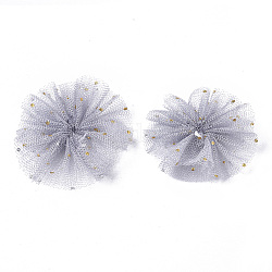 Fleurs en tissu organza, avec feuille, pour les bandeaux de bricolage accessoires de fleurs accessoires de cheveux de mariage pour filles femmes, gainsboro, 42x5mm