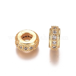 Messing Micro Pave klare Zirkonia Perlen, Rondell, golden, 8x3.5 mm, Bohrung: 3 mm
