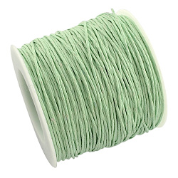 Waxed Cotton Thread Cords, Pale Green, 1mm, about 100yards/roll(300 feet/roll)