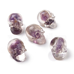 Natural Amethyst Dyed Chips Beads, No Hole/Undrilled, Skull, 30x21.5x22.5mm