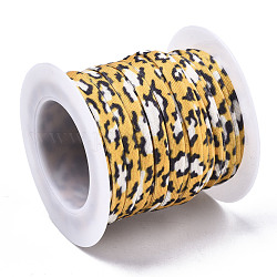 Cordón elástico de poliéster plano, correas de costura accesorios de costura, oro, 5mm, alrededor de 3.28 yarda (3 m) / rollo