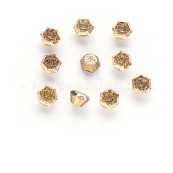 Cabochons en verre texturé hexagonal, dos plaqué, accessoires nail art de décoration, facette, verge d'or, 8x9x5.5mm