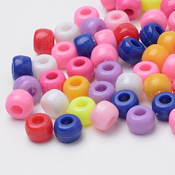 Perles en plastique, baril, couleur mixte, 8x6mm, Trou: 3.5mm, environ 2630 pcs/500 g