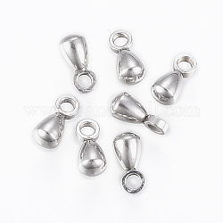304 Stainless Steel Charms, Chain Extender Drop, Teardrop, Stainless Steel Color, 6x3mm, Hole: 1.2mm
