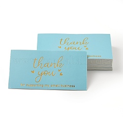 Láser gracias por apoyar mi tarjeta de pequeña empresa, para decoraciones, Rectángulo, azul claro, palabra, 90x50x0.4mm, 50 unidades / bolsa