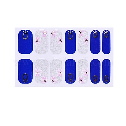 Glitzerpuder Nail Art Full-Cover-Sticker, Nagelkunstfolie im chinesischen Stil, mit kostenlosen doppelseitigen Nail Art Maniküre-Pufferdateien, für frauen mädchen winter nägel dekorationen, Blumenmuster, 100x60 mm