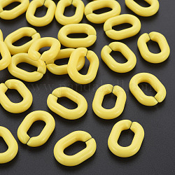 Anillos de enlace de acrílico opacos, conectores de enlace rápido, para la fabricación de cadenas de joyería, esmerilado, oval, amarillo, 19.5x15x5mm, diámetro interior: 6x11 mm