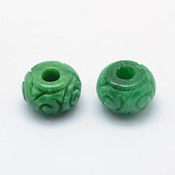 Natürliche Jade aus Myanmar / Burmese Jade, Großloch perlen, gefärbt, Flachrund, 16~17x10~12 mm, Bohrung: 4~5 mm