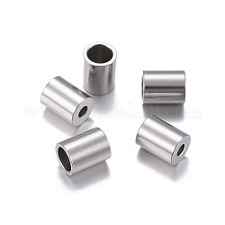 201 Stainless Steel Cord Ends, End Caps, Column, Stainless Steel Color, 5x4mm, Hole: 1.5mm, Inner Diameter: 3mm