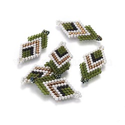 Liens de perles de rocaille japonaises miyuki & toho, motif de tissage, à double losange, colorées, 27~29x13~14x1.7mm, Trou: 1.5mm