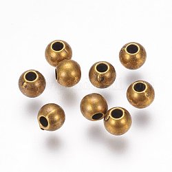 Ccb Kunststoff-Perlen, Runde, Antik Bronze, 4 mm, Bohrung: 1 mm